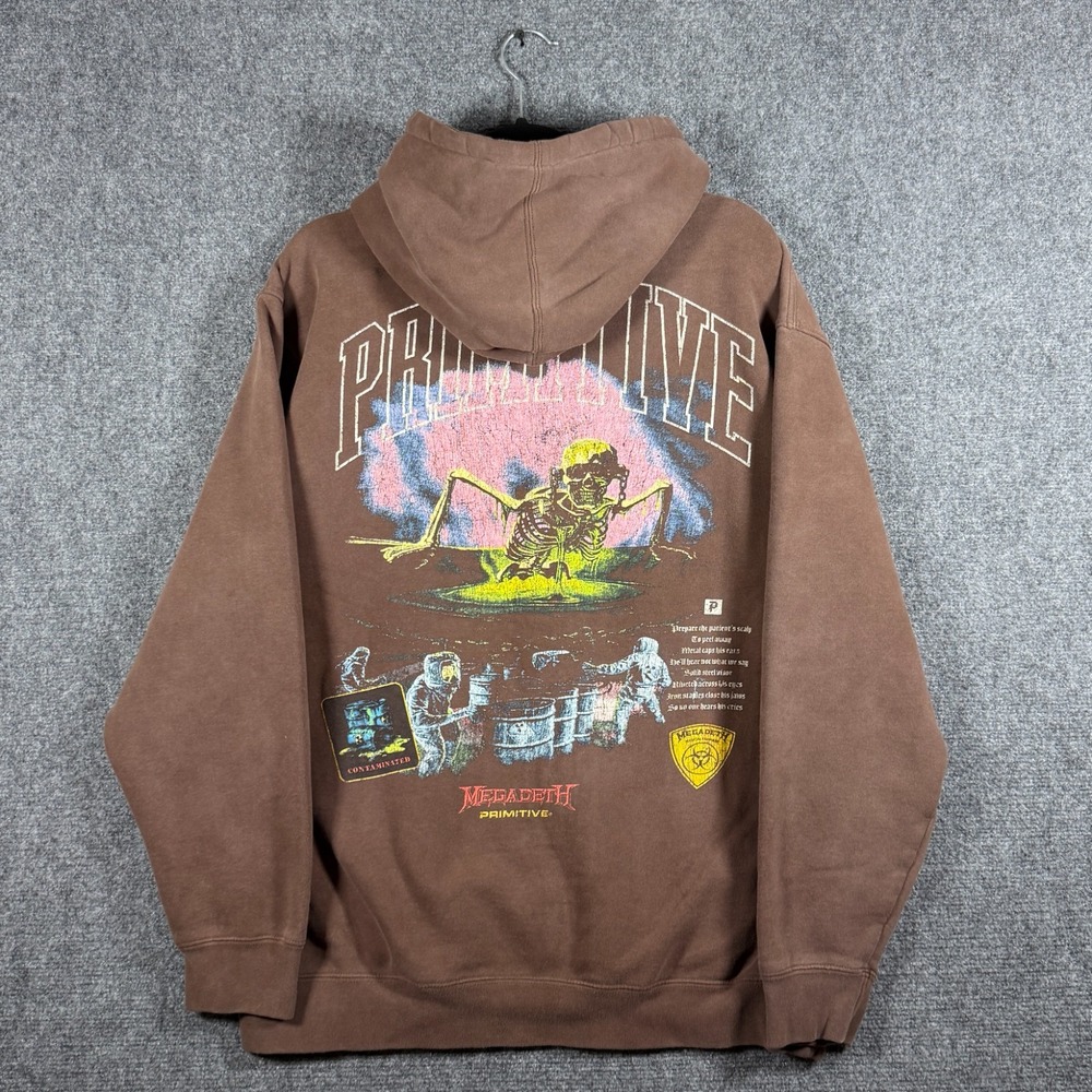 Megadeth x Primitive Pullover Hoodie Brown Skater Baggy Mens Size Large #3282